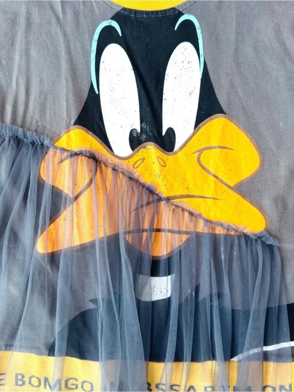 Girls' Gray and Yellow Daffy Duck Tulle Casual Dress
